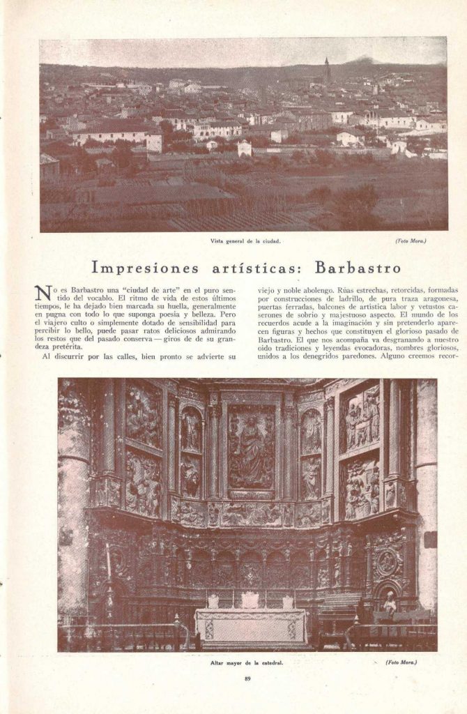 Artículo sobre Barbastro publicado en 1929