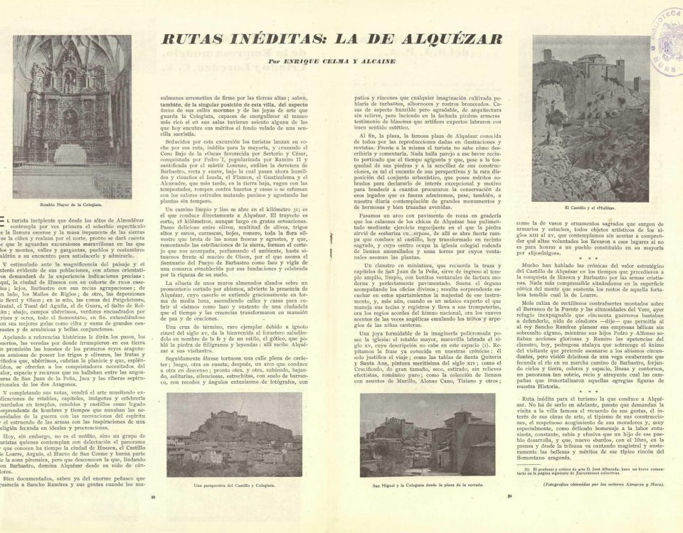 Artículo sobre Alquézar publicado en abril de 1948