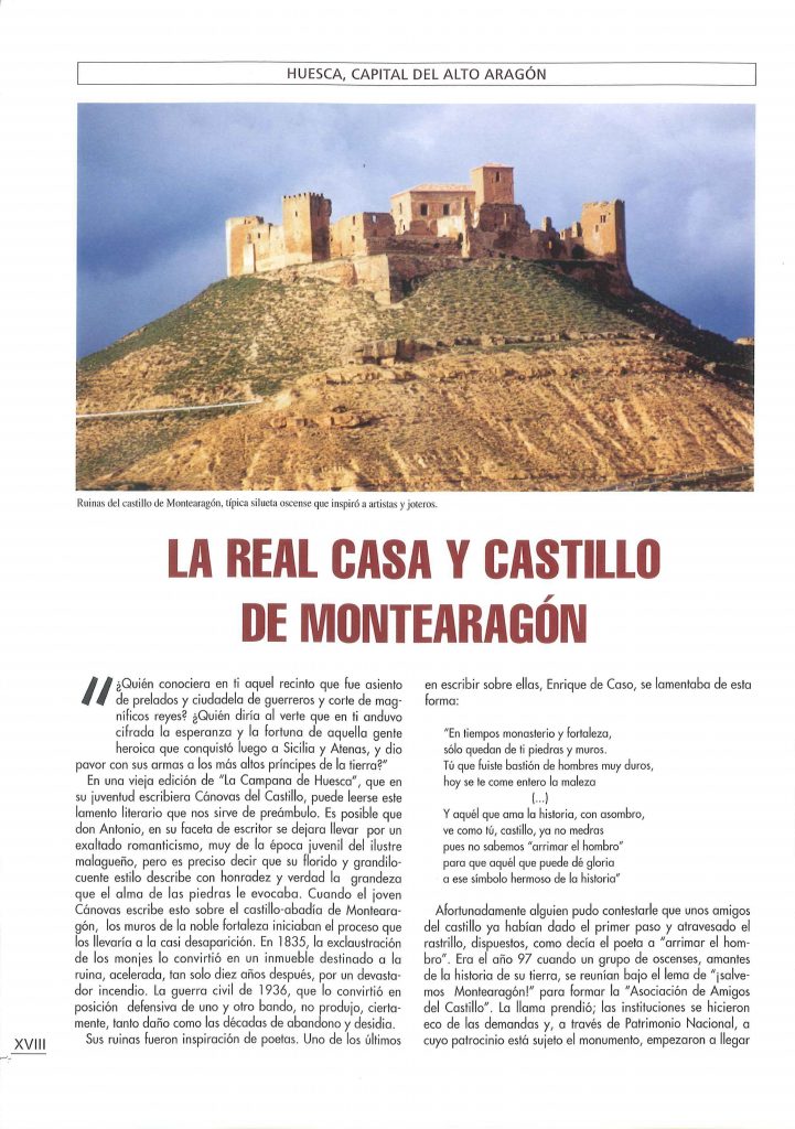 Artículo sobre el castillo de Montearagón publicado en la revista de junio de 2003