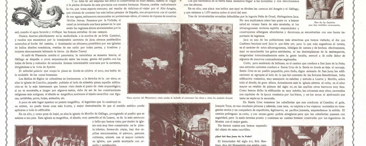 Artículo sobre San Juan de la Peña publicado en el número de octubre de 1925