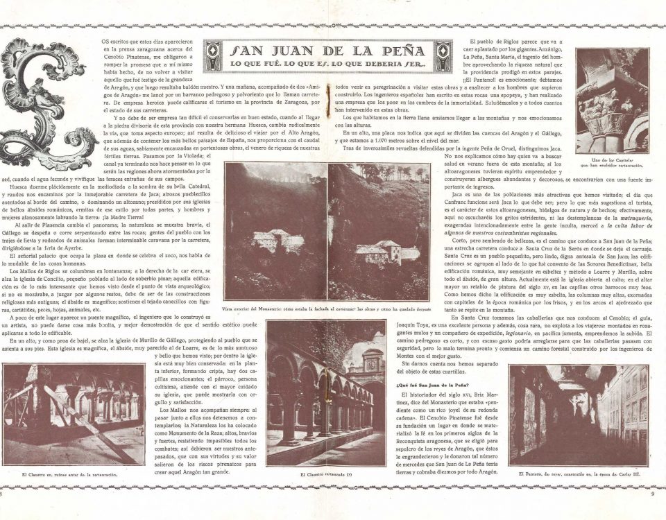 Artículo sobre San Juan de la Peña publicado en el número de octubre de 1925