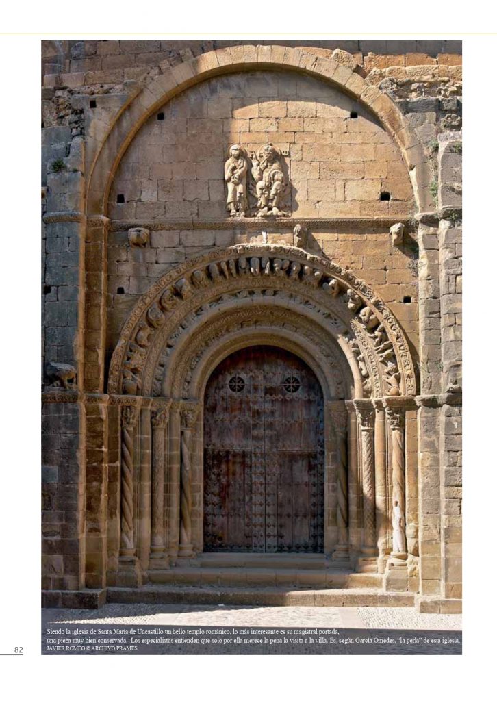 Puerta de la iglesia de Santa María, en Uncastillo. Esta imagen apareció en el artículo publicado por la Fundación Uncastillo en diciembre de 2011