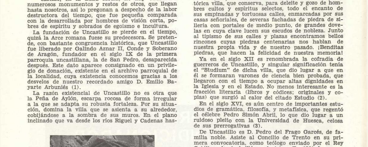 Artículo sobre Uncastillo publicado en la revista de julio de 1967